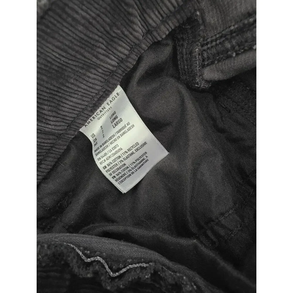 American Eagle High Rise Corduroy Legging Bottoms 2 Long Womens Black‎